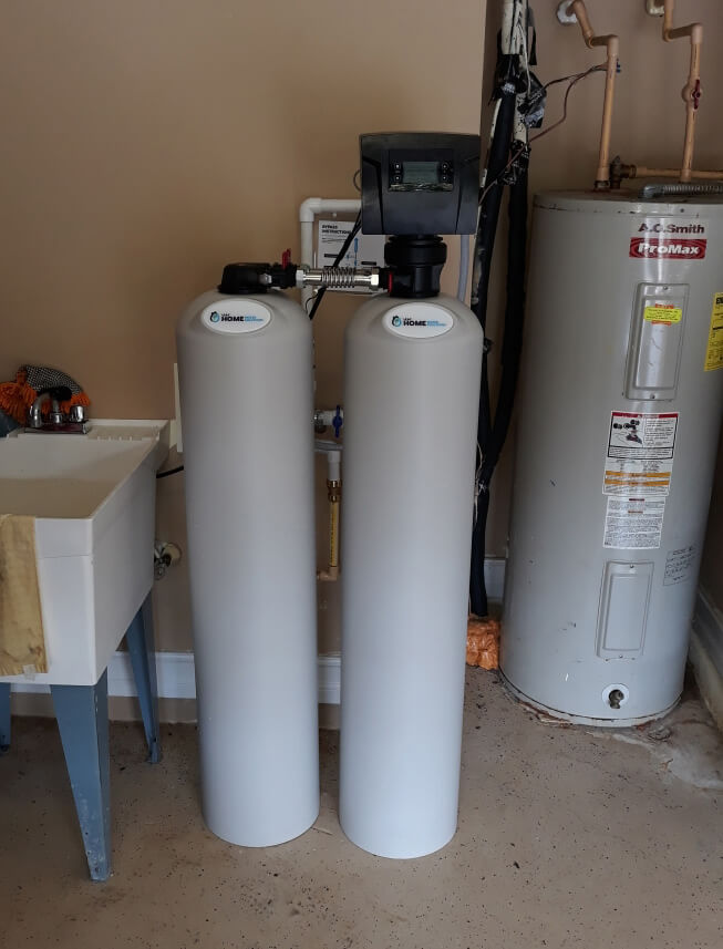 water solution purification system installed inside of a house
