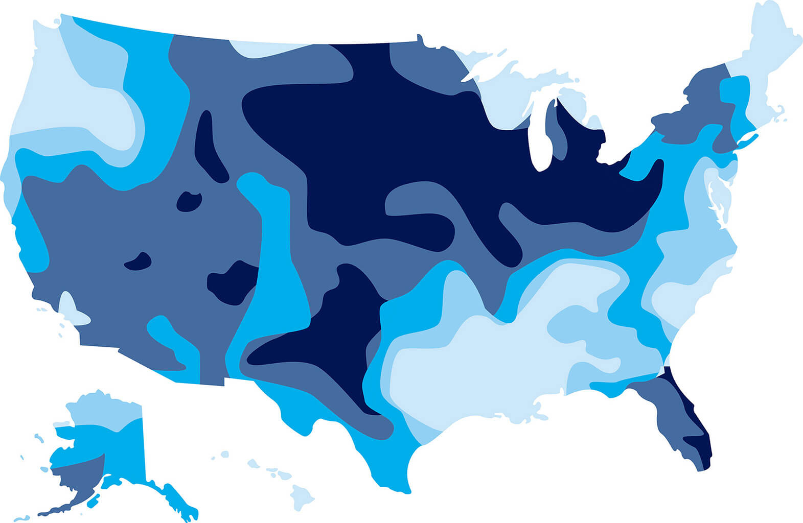 map of the united states showing the different areas with hard water